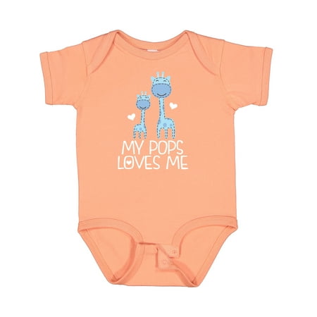 

Inktastic My Pops Loves Me Boys Giraffe Grandson Gift Baby Boy Bodysuit