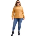 thumbnail image 3 of Abrigo de trench con capucha para mujer de tallas grandes GRACE & GRANDEUR, resistente al viento, con cierre de cremallera y botones, chaqueta de invierno con bolsillos 3X dorada, 3 of 4