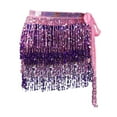 thumbnail image 3 of Tassel Belly Dance Short Hip Scarf Shiny for Beach Stage Performance Holiday Pink and Deep, 3 of 9