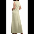thumbnail image 3 of Vestido Maxi de Verano 2025 para Mujer, Informal, Holgado, con Abertura, Sin Arrugas, , con Cuello Redondo y Bolsillos, Color Caqui S, 3 of 9
