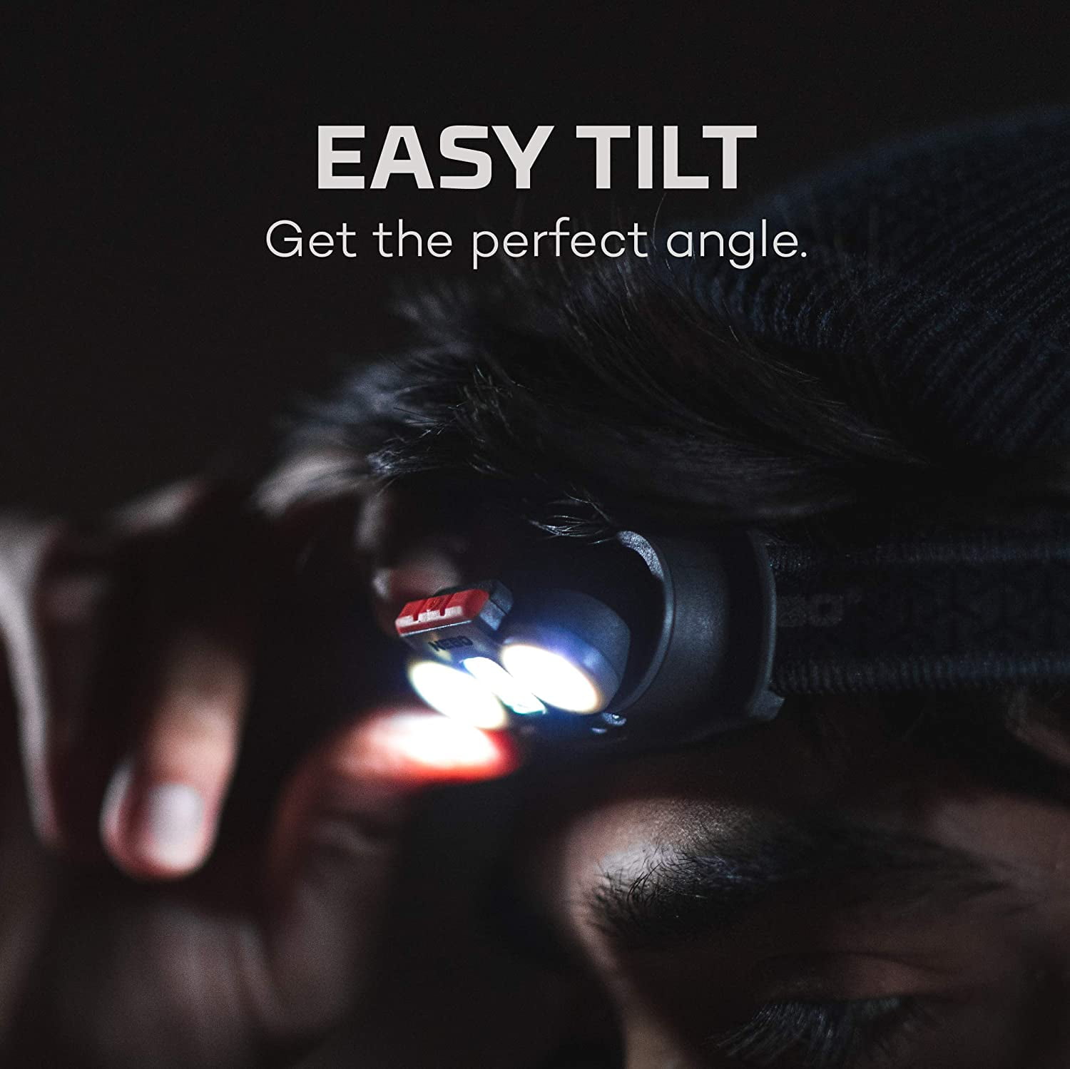 NEBO Einstein 750 Lumen Outdoor Compact Easy Tilt Camping Headlamp with Red Light, Turbo Modes and Adjustable Strap