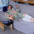thumbnail image 3 of Wearable Oversized Blanket,Schnauzer and Pioneer Flower Wearable Blanket Hoodie for Adults,Cozy Hooded Blankets with Super Pockets,Super Warm Fuzzy Pullover for Women & Men, 3 of 6