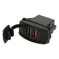thumbnail image 2 of Cargador de coche universal con interruptor basculante, doble USB, QC3.0, carga rápida, retroiluminación LED, color negro, 2 of 14