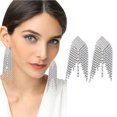 thumbnail image 2 of Jumpingount Women Rhinestone Earrings Ears Dangles Party Ladies Dressing Decor Decorations Tassel Jewelry Banquet Hanging Earring Ropa, zapatos y accesorios Miscelánea plata Jumpingount AP006637-01, 2 of 6