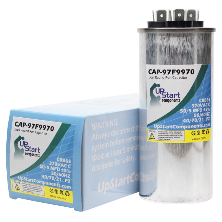 50/5 MFD 370 Volt Dual Round Run Capacitor Replacement for Lennox 