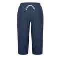 thumbnail image 6 of RQYYD Womens Cropped Capri Pants 7/8 Length Cotton Linen Summer Straight Leg Loose Beach Trousers with Drawstring Waist Pockets, 6 of 6