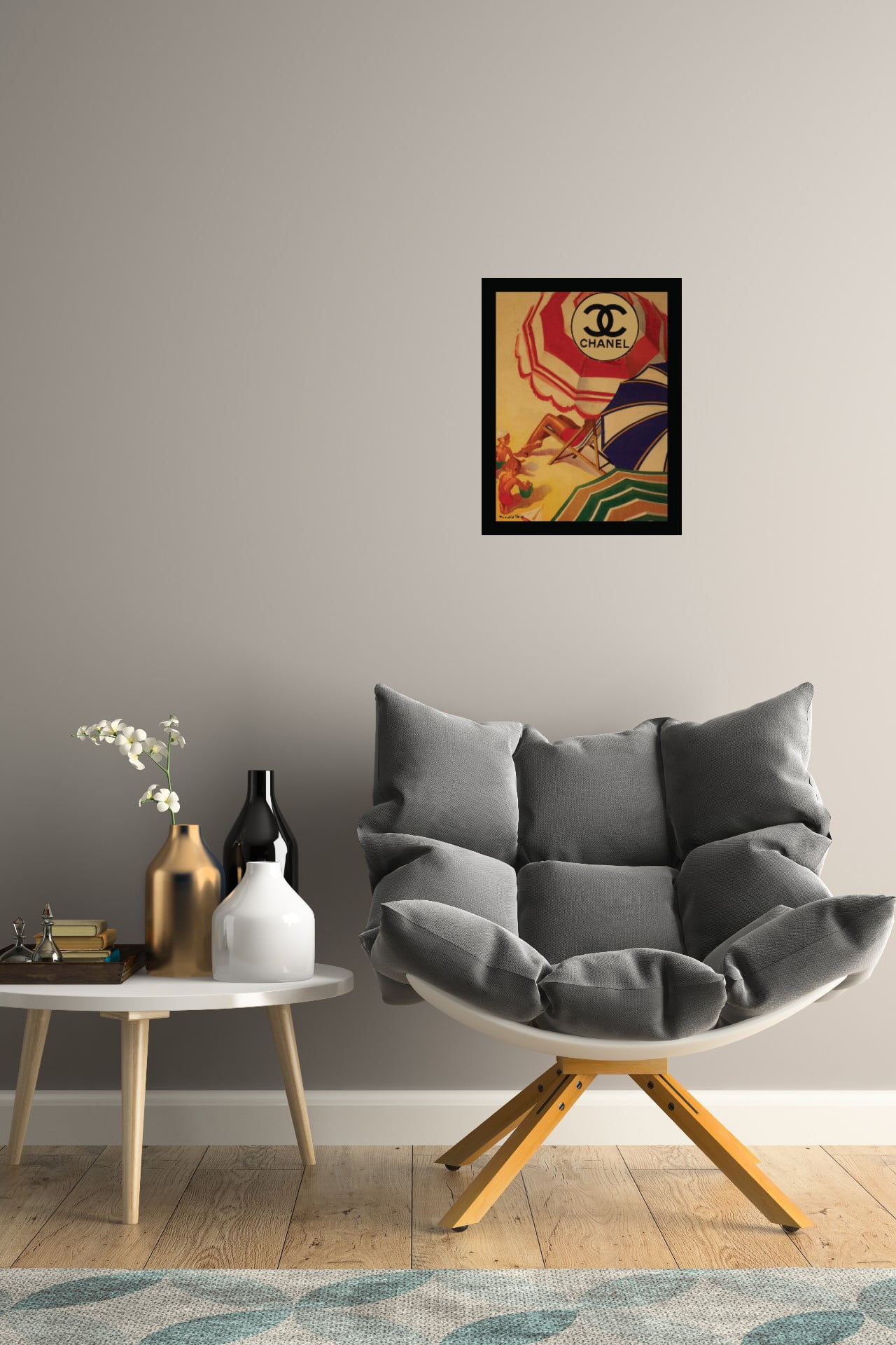 Venice Beach Collection's Vintage Designer Beach Umbrellas 14x18 Framed Print
