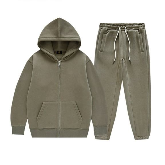 Coerni Boys Girls Hoodie Sweatpants Set Kids Cotton Warm Athletic Outfits Teen Cute Joggers Sweatsuit 2 Piece Fall Winter Suit