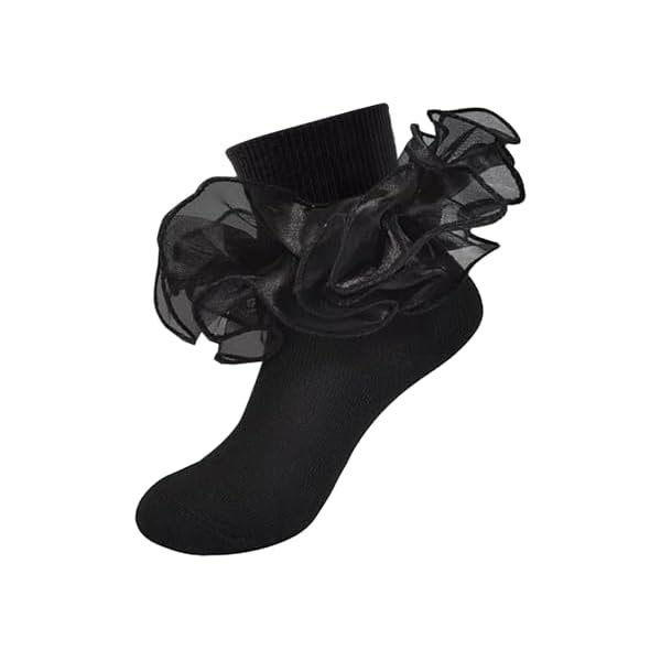 WAYANGirls Ruffle Socks Toddler Girl Frilly Dress Socks Double Lace Big Ruffles Fold Over Church Fancy Sock for Baby Kids