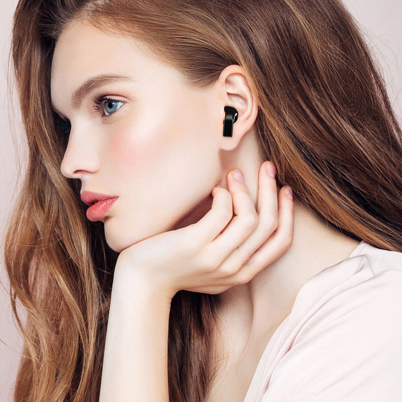 FEISHENTT K520 Heart Wireless Earbuds for Girls Kids, Cute Small Mini Tiny Invisible Earbuds Wireless Bluetooth for Small Ears Canals Women Blue Tooth Ear Buds for Android