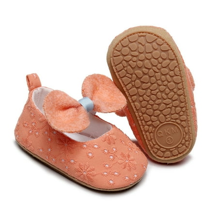 

kpoplk Toddler Shoes Girl Girls Single Shoes Floral Embroider Bowknot First Walkers Shoes Toddler Toddler Girl Sandals(Orange)