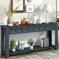 thumbnail image 2 of Console Table, Entryway Table with Storage Drawers and Bottom Shelf, Classic Accent Sofa Table, Console Tables with Solid Wood Frame and Legs for Entryway Bed Room Living Room Apartment,Navy, 2 of 9