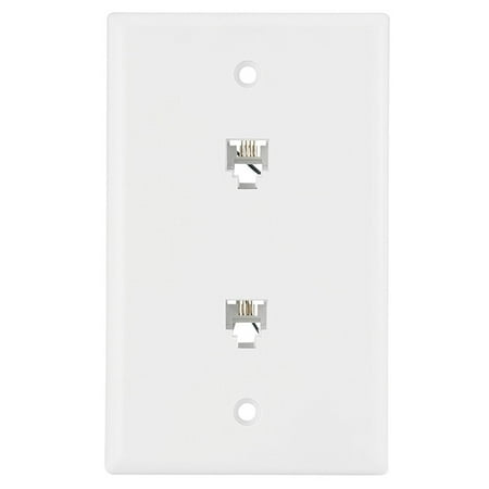 - Cooper 3546-4W White Dual Four Wire Telephone Jack Wall Plate