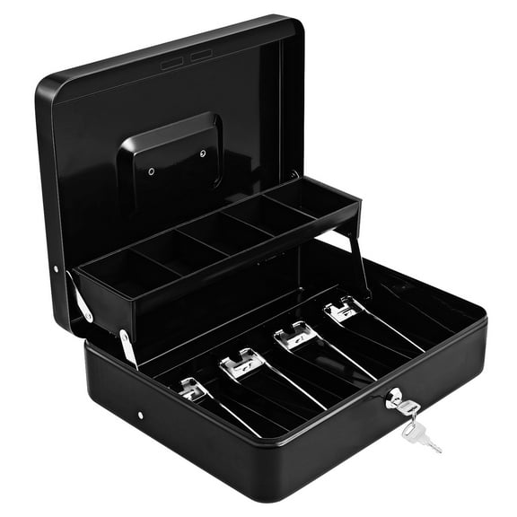 NICEXMAS 1Set Small Lock Box with Key Iron Cash Register Drawer for Business Use
