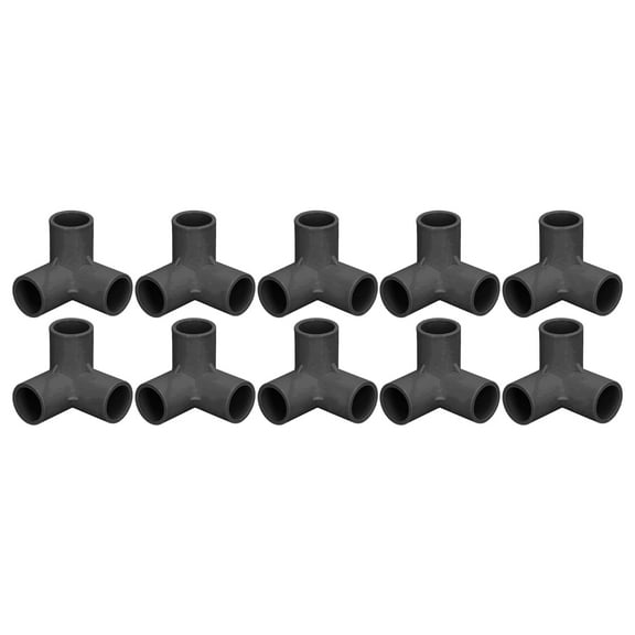 10PCS 3 Way Pipe Fittings PVC Plastic Tee Fitting Elbow Corner Connector 25mm Inner Diameter Black