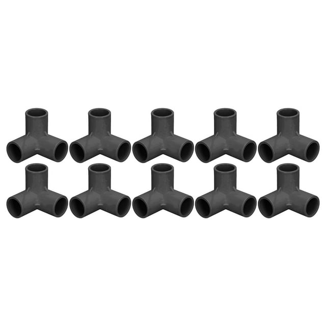 10PCS 3 Way Pipe Fittings PVC Plastic Tee Fitting Elbow Corner Connector 25mm Inner Diameter Black