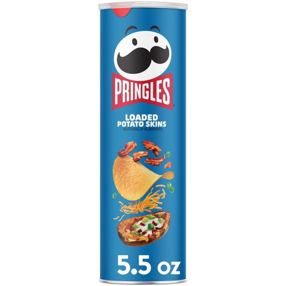 Pringles Loaded Potato Skins Potato Crisps Chips, Lunch Snacks, 5.5 oz Canister