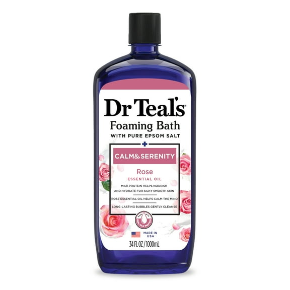 Dr Teal's Calm & Serenity Foaming Bubble Bath with Rose Essential Oil, 34 Fl. oz.