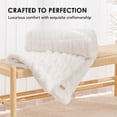 thumbnail image 2 of EVERGRACE Luxurious Soft Faux Rabbit Fur Throw Blanket, Cozy Fuzzy Plush Warm Throws for Couch Bed Sofa Chair Home Decor, Ruched Bubble Fluffy Blanket with Reversible Velvet, 50"" x 60"", Ivory White, 2 of 8