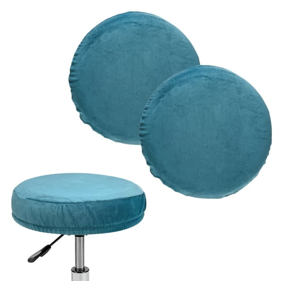Uxcell 2-Pack Bar Stool Covers Round, for 12-14 Inch Velvet Washable Stool Cushion Slipcover with Elastic Bands [Blue]