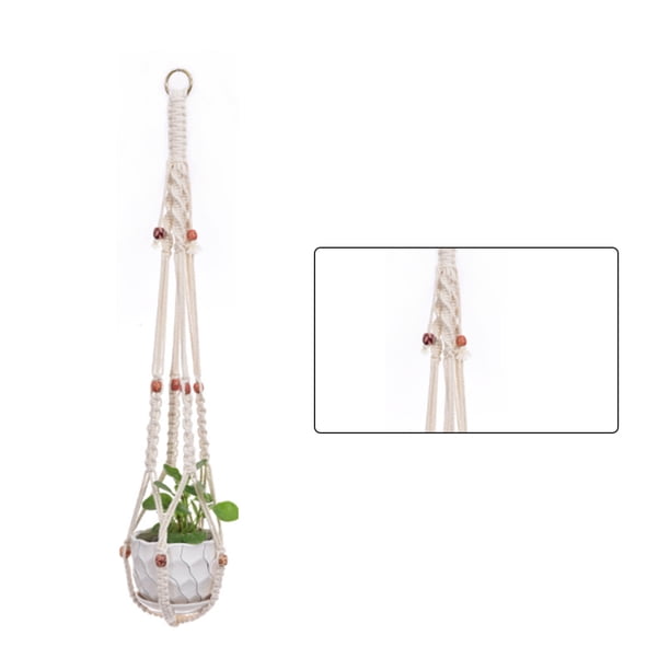 Yuarrent Cestas colgantes 100 hechas a mano, soporte para plantas, macramé, colgador de plantas, maceta para colgar en la pared interior, soporte para Jardín y Patio No.07 Yuarrent HA001777-07