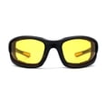 thumbnail image 2 of Choppers Classic Foam Pad Goggle Style Wrap Biker Sunglasses Matte Black Night Driving Yellow Lens, 2 of 4