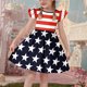 thumbnail image 5 of Odeerbi Niñas Día de La Independencia Vestido de Línea A Verano Patriótico Estrella Raya Ruffle Gorra Manga Vestido Casual, 5 of 6