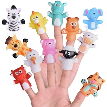 Fun Little Toys 12 PCs Easter Eggs Prefilled with Animal Finger Puppets, Easter Party Favors, Easter Basket Stuffers, Easter Egg Fillers, Goodie Bags Fillers, Classroom Prizes
