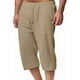 thumbnail image 5 of Pantalones de Lino Casual Suelto Cortado, Color Sólido Cordón Mezcla de Algodón para el Uso Diario, 5 of 7
