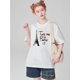 thumbnail image 1 of Women'S Casual Round Neck T-Shirt with Eiffel Tower Print, Polyester, Short Sleeve, Fashion Top, Regular Length, All Seasons, Knit Fabric, 1 of 5