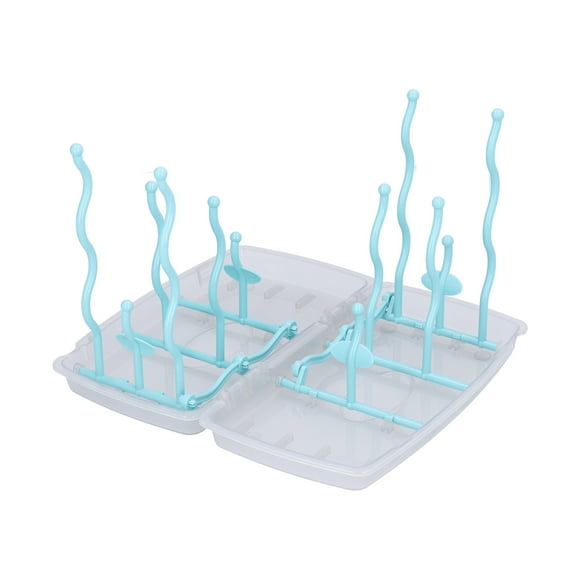Bottle Drainer Stand, Plastic Blue Foldable Cup Drying Rack For Draining