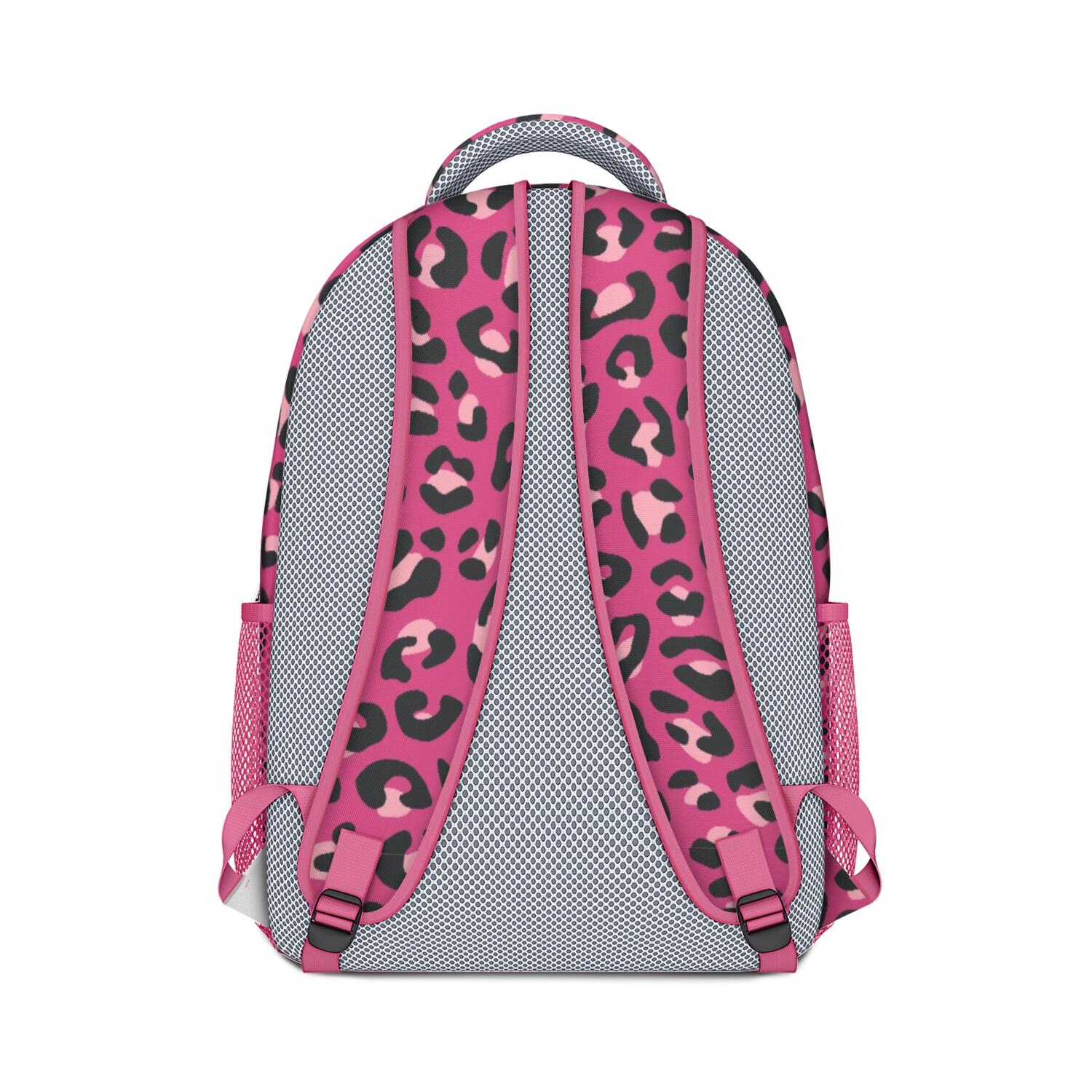 Leopard Print Backpack for School,Cute School Bag,Schoolbag with Adjustable Shoulder Straps & Padded Back,15.3"x11"x6.7"