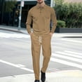 thumbnail image 5 of Mens Track Suits 2 Piece Long Sleeve Sets Loose Fit Workwear Outfit 1/4 Button V Neck Pullover and Cargo Wide Leg Pants Outdoor Athletic Outfits (Khaki, L), 5 of 8