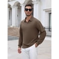 thumbnail image 3 of COOFANDY Long Sleeve Polo Shirts for Men Knit Polo Sweater Lightweight Ribbed Pullover Sweater for Men Casual Collared Shirts for Daily Life, Business and Sports in Autumn and Winter, 3 of 7
