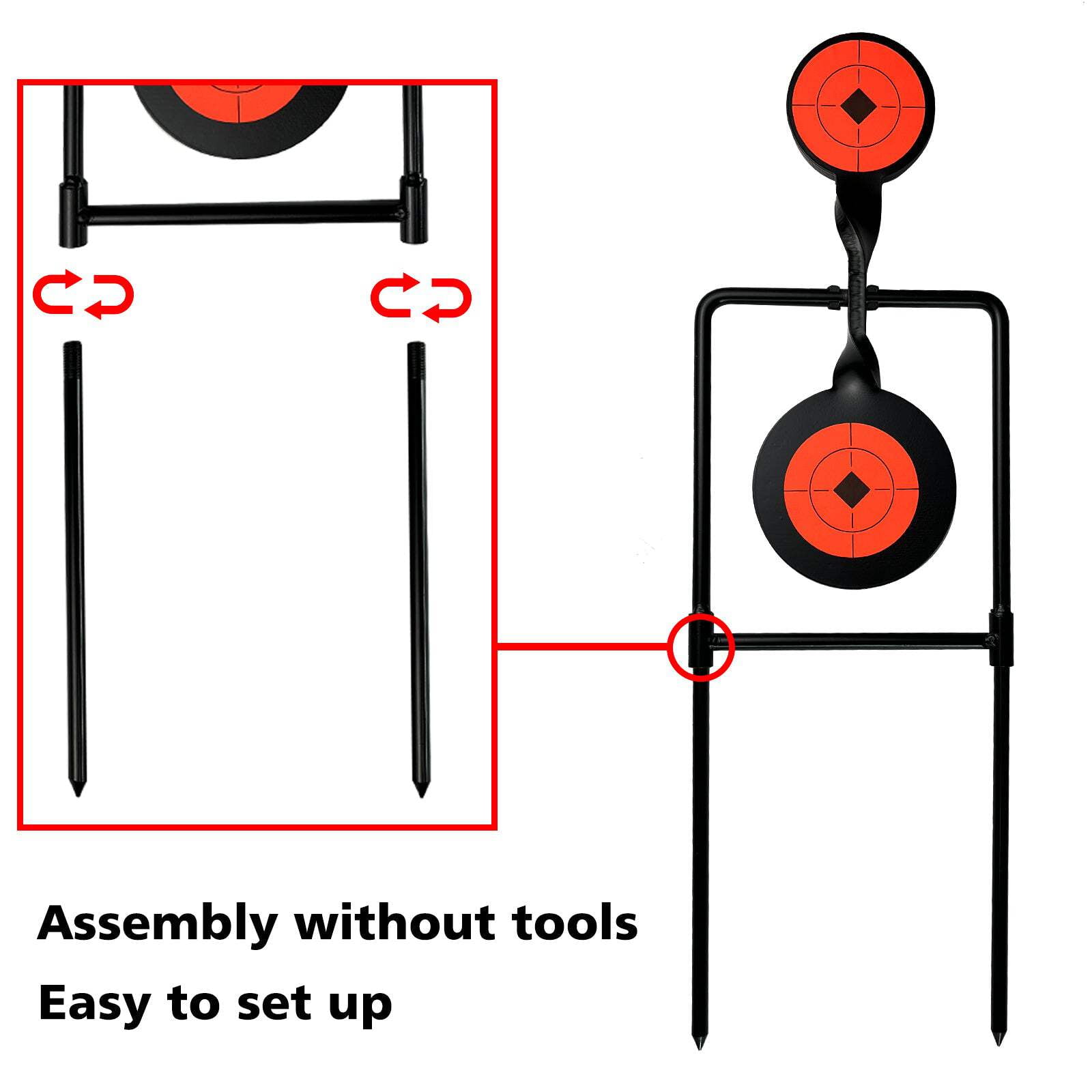 Atflbox Double Blast High Caliber Spinner Auto Reset Steel Target for Centerfire Up to .44 Magnum Outdoor Target Shooting