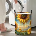 thumbnail image 4 of Lsque Artistic Oil Painting Sunflower pattern Laundry Hamper Basket, Tall Woven Rope Hamper Basket for Clothes, Lightweight Storage Basket, Collapsible Waterproof-Small, 4 of 8