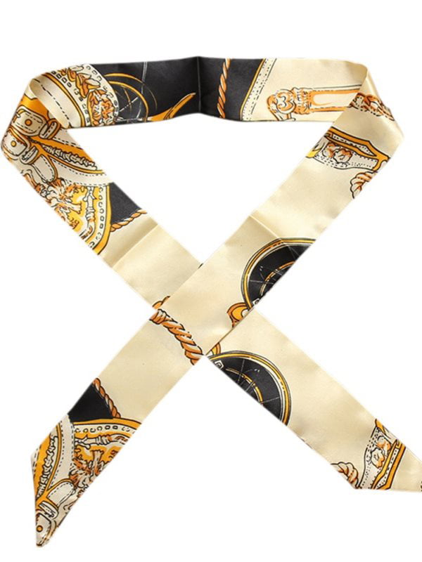 Women Neckerchief Silk Scarf Small Ribbon Tie Wrapped Bag Handle Decor Hair Band 