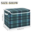 thumbnail image 3 of 16.5x12.6x11.8in Foldable Flip-Top Storage Bin, Dustproof Magic Tape Closure, Ideal for Home & Toy Organization，Green Tartan Pattern, 3 of 7