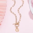 thumbnail image 3 of Golden Initial Toggle Clasp Necklace Dainty 304 Stainless Steel Letter A-Z Pendant Necklace 18" Paperclip Chain Necklace Thick Chain OT Buckle Necklace Personalized Monogram Name Necklace for Women, 3 of 8