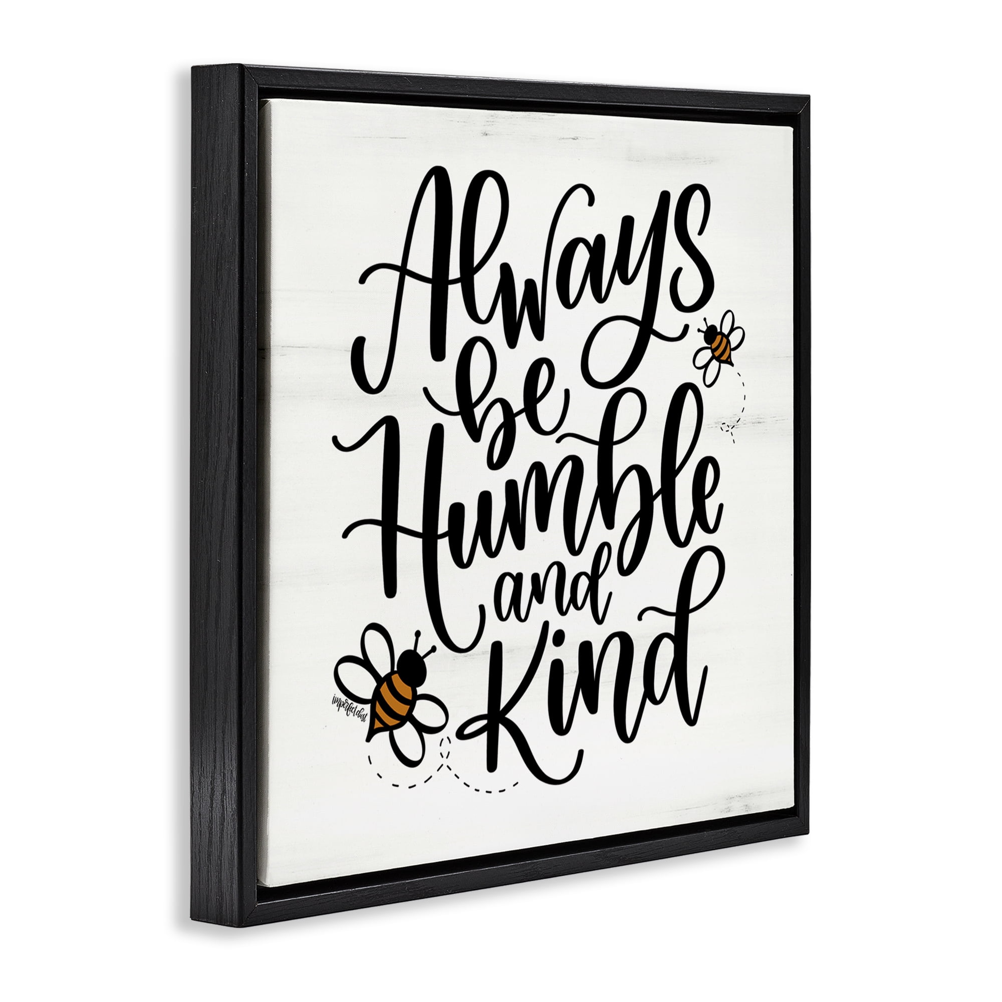 Stupell Industries Inspiring Humble & Kind Animals Painting Black Floater Framed Canvas Art Print Wall Art, 18 x 18