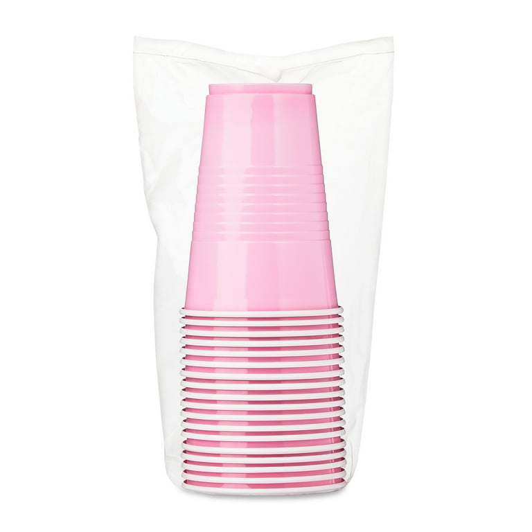 Plastic Disposable Party Cups, Lovely Pink, 16 oz, 18 Pieces, by Way To Celebrate