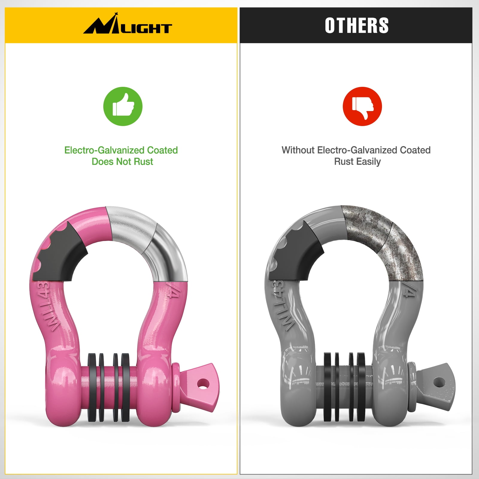 Nilight 2 Pack 3/4" D-Ring Shackle with 7/8" Screw Pin 41,887lbs Break Strength, Heavy Duty Off Road Recovery Shackle with Isolators Washers for Use with Tow Strap, Winch, Off-Road Jeep Truck Vehicle