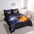 thumbnail image 3 of Homewish Ice Hockey Sport 7-Piece Bedding Comforter Set,Ball Game Theme King Bedding Sets,Orange Black Blue Bed Sheets For Boys Kids,Ultra Soft Home Decor Reversible, 3 of 8