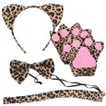 thumbnail image 3 of 1 Juego de diadema con orejas de leopardo para juegos de rol, disfraz de animales para Cosplay para adultos, 3 of 5