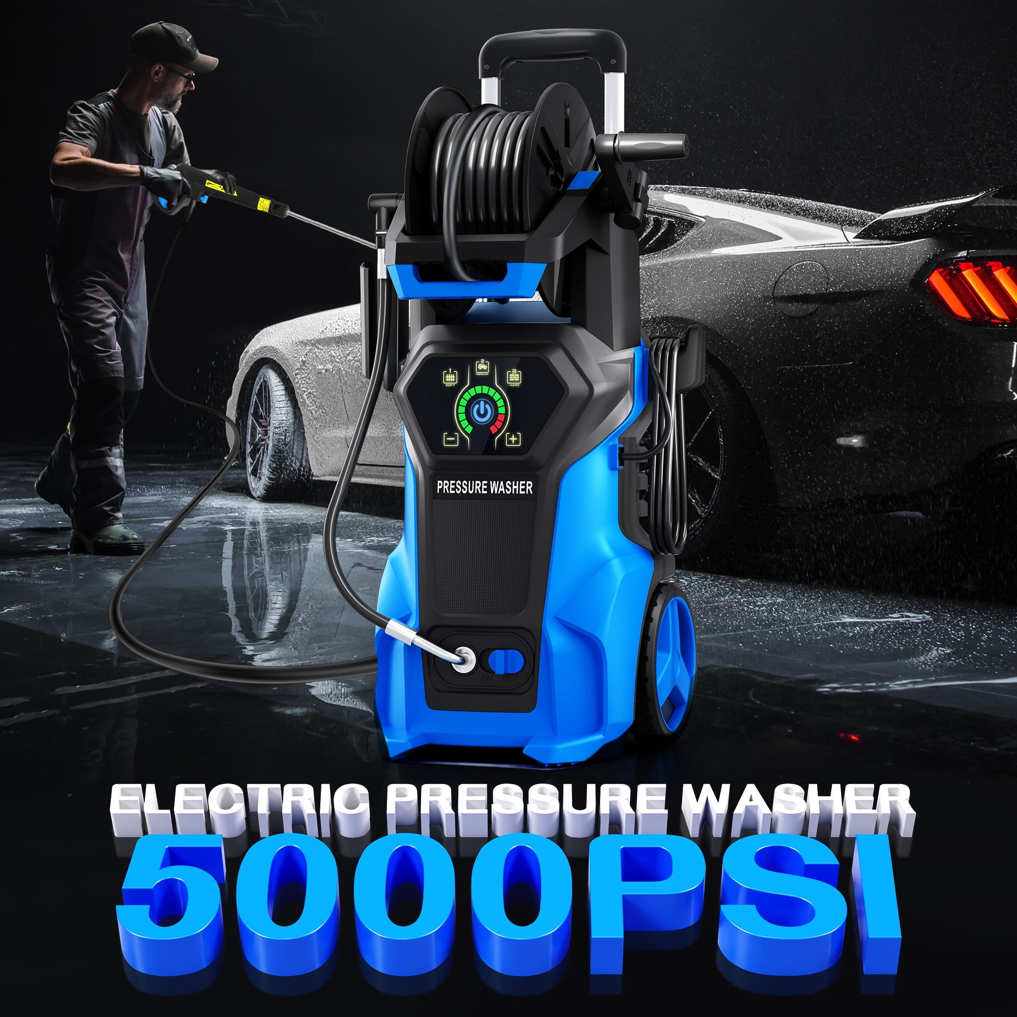 Fenbeli 5000 PSI Electric Pressure Washer, 3.2 GPM High-Powered Cleaner with 5 Nozzles, Foam Cannon for Cars, Patios & Outdoor Cleaning