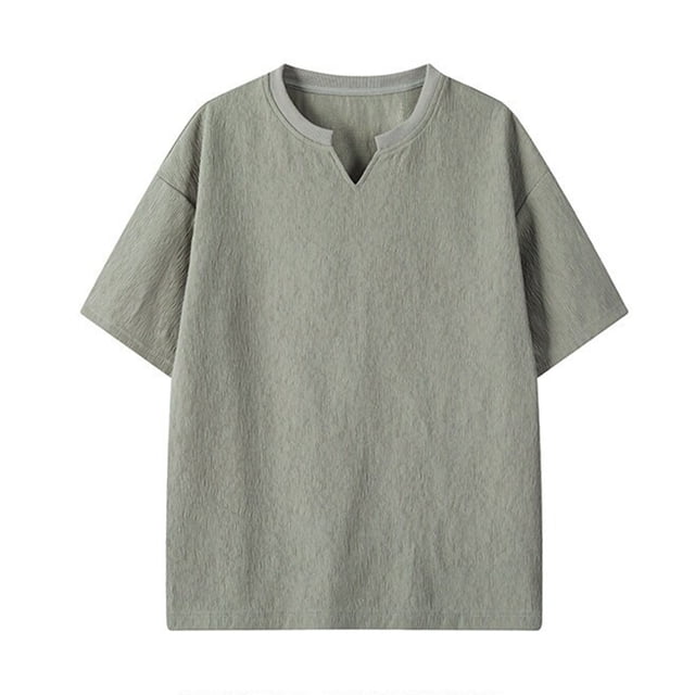 pstuiky Camisas de manga corta para hombre, Camiseta de cuello en V versátil de color sólido con movimiento de ocio a la moda para hombre ropa de hombre m
