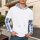 thumbnail image 1 of MHFRRA Sudadera con Capucha y Estampado de Cuadros, de Manga Larga, Informal, de Dos Piezas, para Otoño E Invierno, Ropa de Calle Cómoda para Uso Diario Blanco, 1 of 5