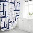 thumbnail image 2 of Navy Blue Shower Curtain - Geometric Fabric Shower Curtain Set with 12 Plastic Hooks, Water Repellent, Machine Washable, Hotel Spa Luxury Cloth Shower Curtains for Bathroom-, 2 of 6