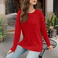 thumbnail image 7 of Busydd Womens Tops Fall Trendy Solid Color Ribbed Crewneck Sweatshirt Casual Versatile Long Sleeve Tops for Women S, 7 of 7