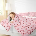 thumbnail image 4 of Manfei Merry Christmas 3 Pieces Queen Comforter Set,Pink Red Ultra Soft Bedding Sets,Kawaii Cute Bedding Comforter Set,Microfiber Kids Bedroom Decor,Reversible, 4 of 8